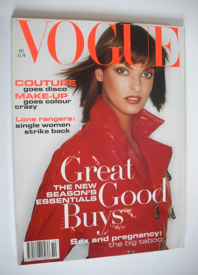 British Vogue magazine - October 1994 - Linda Evangelista cover