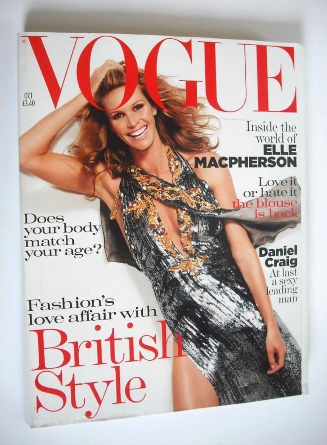 British Vogue magazine - October 2004 - Elle Macpherson cover