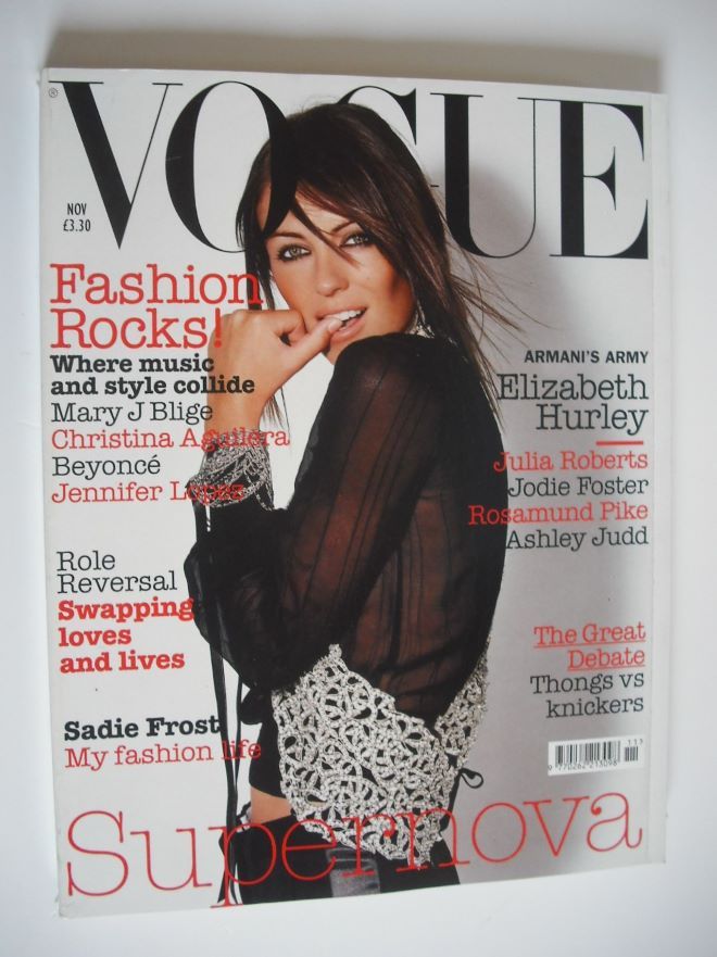 British Vogue magazine - November 2003 - Elizabeth Hurley cover