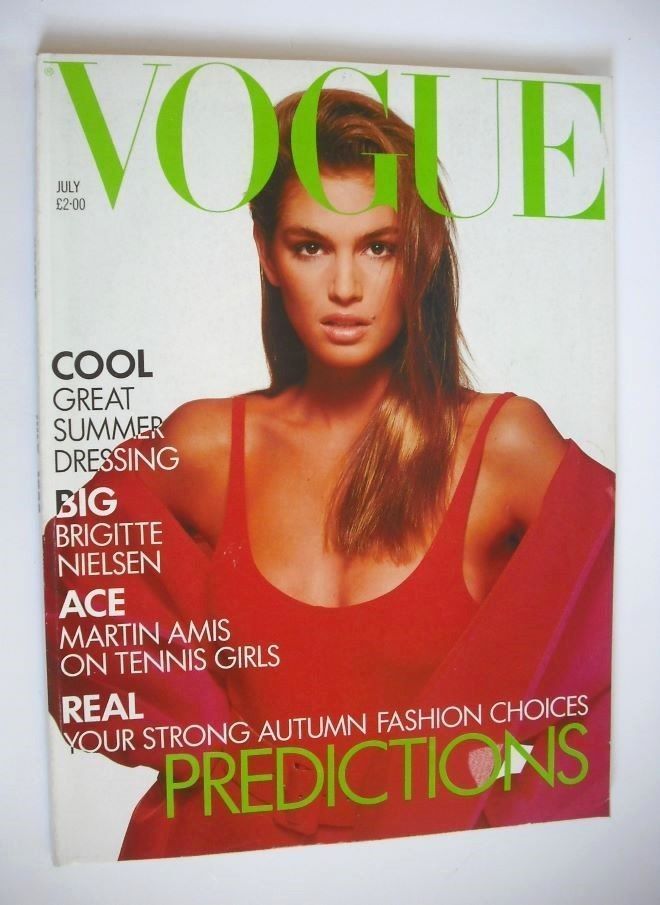 British Vogue magazine - July 1988 - Cindy Crawford cover