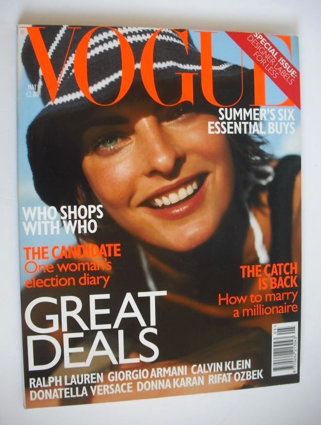 British Vogue magazine - May 1997 - Linda Evangelista cover