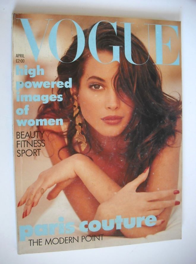 British Vogue magazine - April 1988 - Christy Turlington cover
