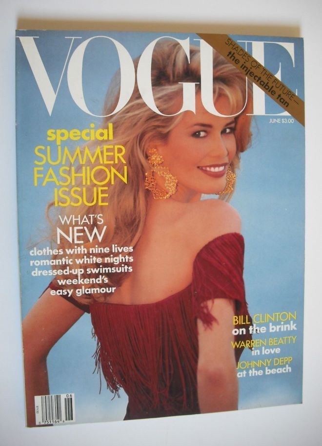 US Vogue magazine - June 1992 - Claudia Schiffer cover