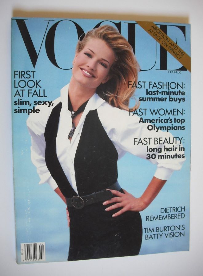 US Vogue magazine - July 1992 - Karen Mulder cover