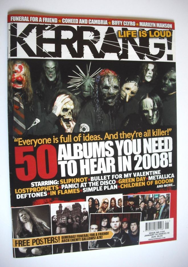 Kerrang magazine - 50 Albums You Need To Hear In 2008 cover (5 January 2008 - Issue 1191)