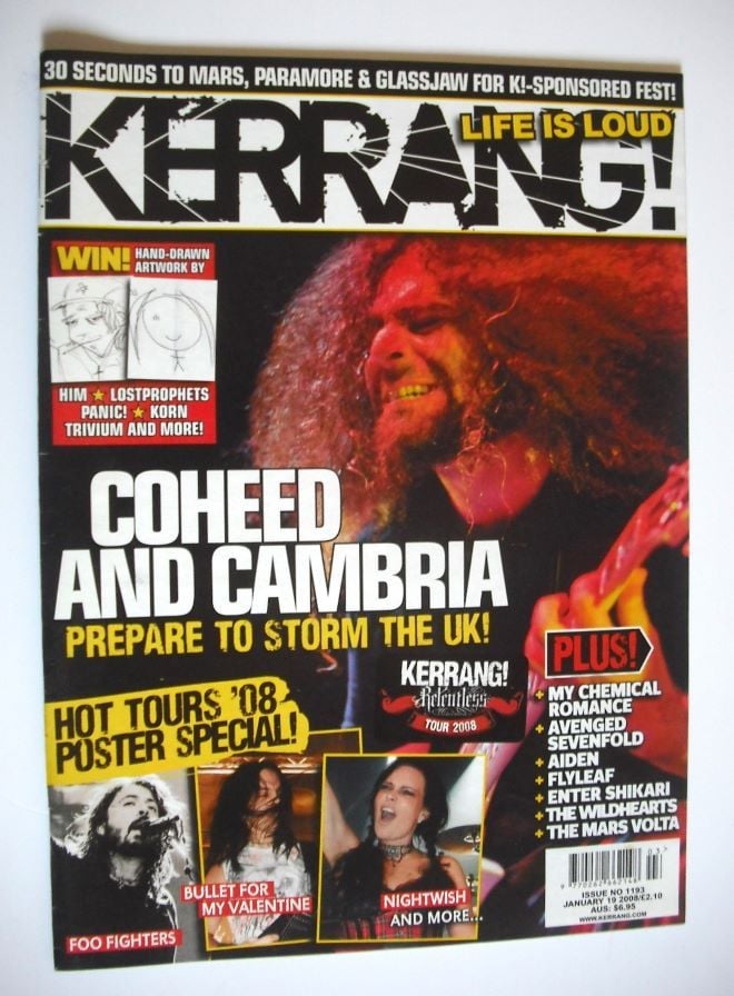 Kerrang magazine - Coheed And Cambria cover (19 January 2008 - Issue 1193)