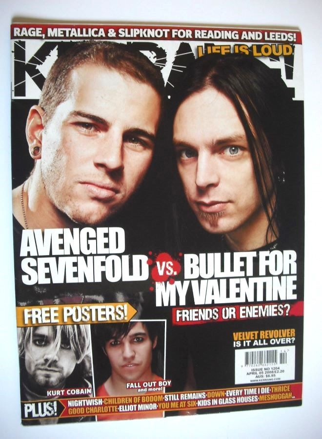 Kerrang magazine - M Shadows and Matt Tuck cover (5 April 2008 - Issue 1204)