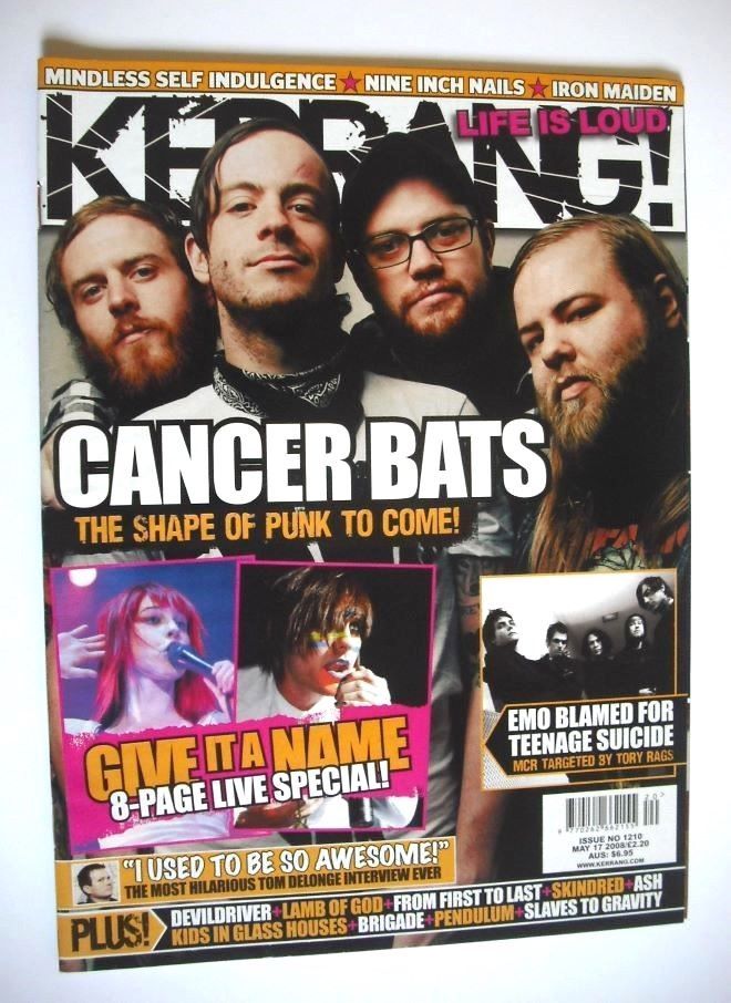 Kerrang magazine - Cancer Bats cover (17 May 2008 - Issue 1210)