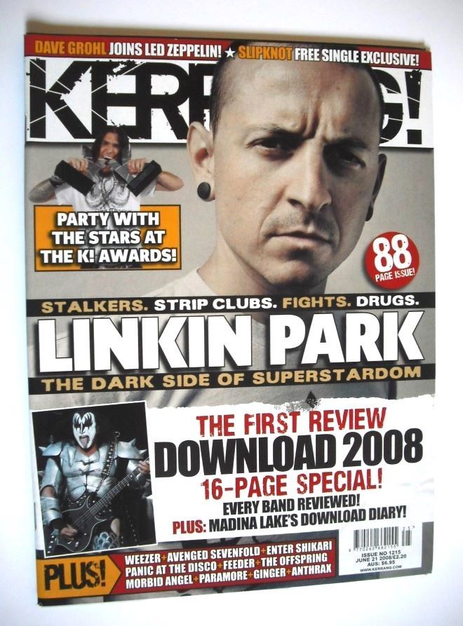 Kerrang magazine - Chester Bennington cover (21 June 2008 - Issue 1215)