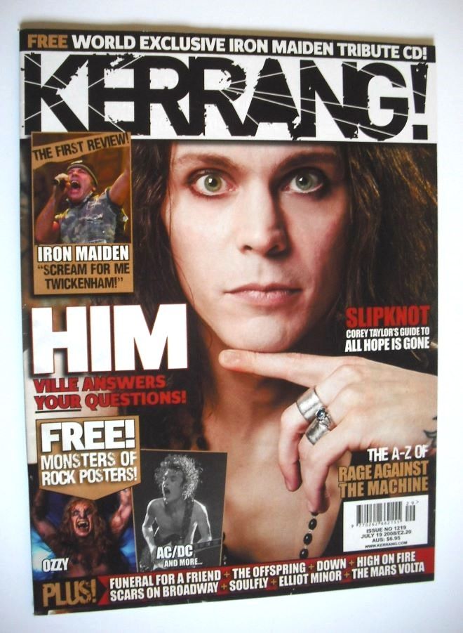 Kerrang magazine - HIM Ville Valo cover (19 July 2008 - Issue 1219)