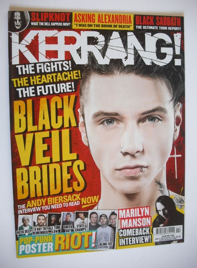 Kerrang magazine - Andy Biersack cover (11 January 2014 - Issue 1499)