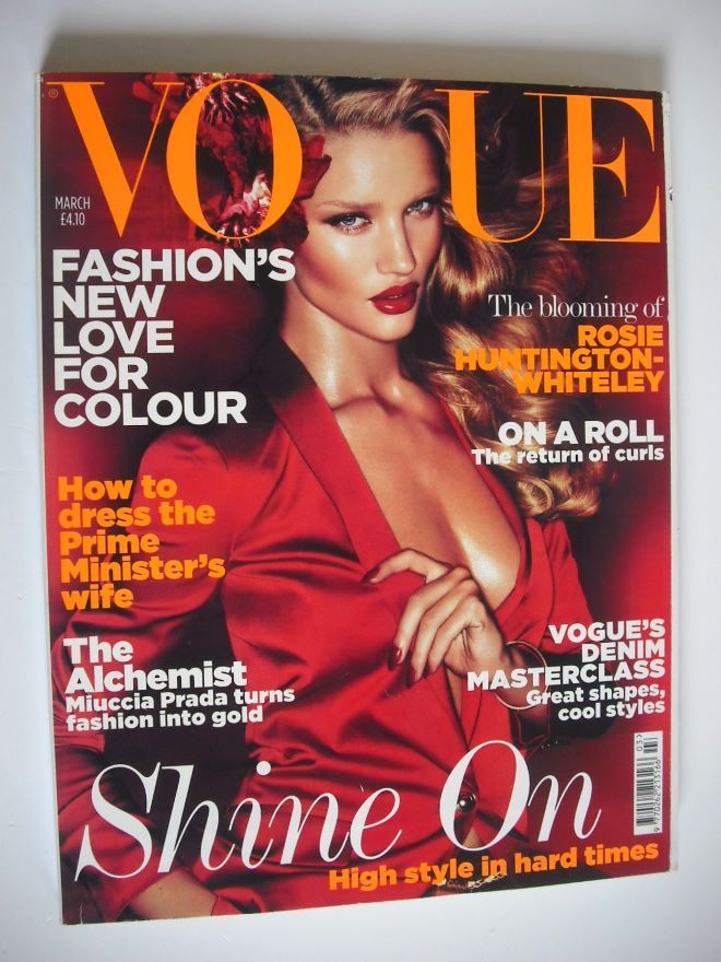 British Vogue magazine - March 2011 - Rosie Huntington-Whiteley cover
