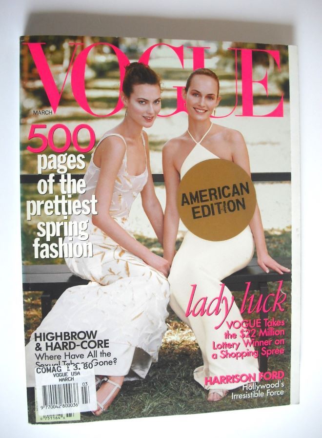 US Vogue magazine - March 1997 - Shalom Harlow and Amber Valletta cover