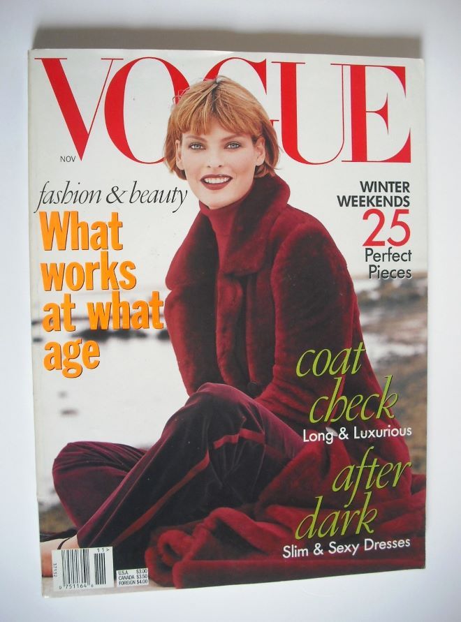 US Vogue magazine - November 1996 - Linda Evangelista cover