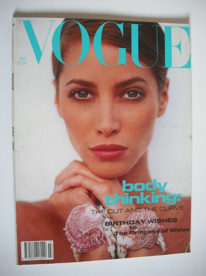 British Vogue magazine - July 1991 - Christy Turlington cover