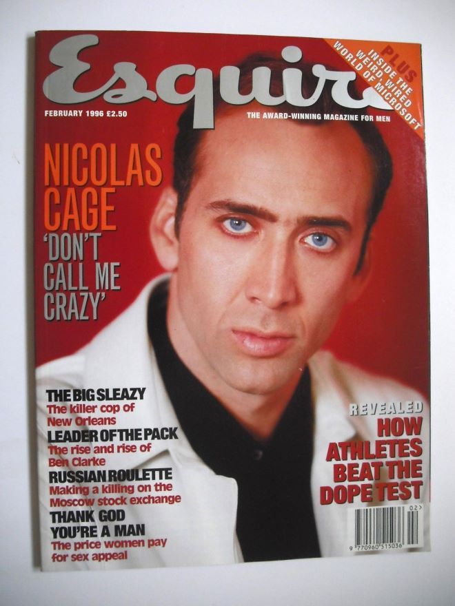 Esquire magazine - Nicolas Cage cover (February 1996)