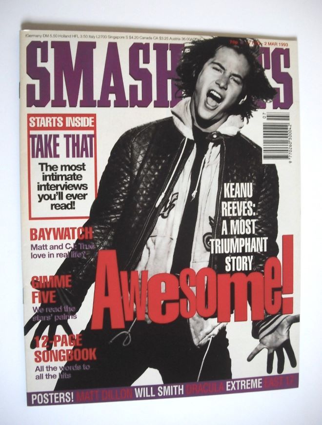 Smash Hits magazine - Keanu Reeves cover (17 February - 2 March 1993)