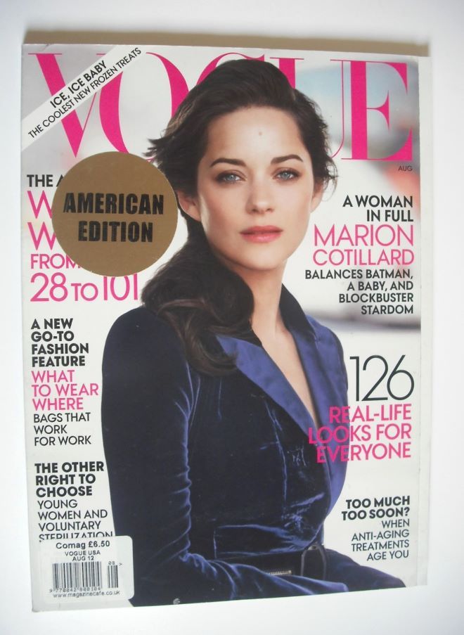 US Vogue magazine - August 2012 - Marion Cotillard cover