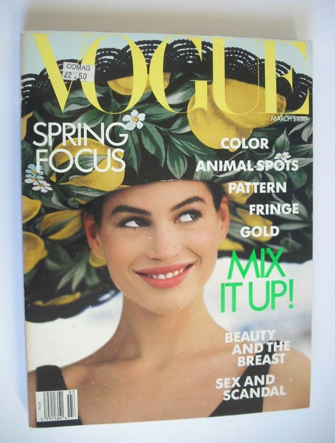 US Vogue magazine - March 1989 - Carre Otis cover
