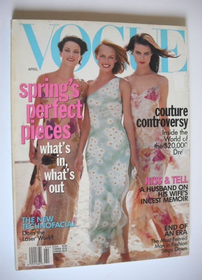 US Vogue magazine - April 1997 - Amber Valletta, Carolyn Murphy and Shalom Harlow cover