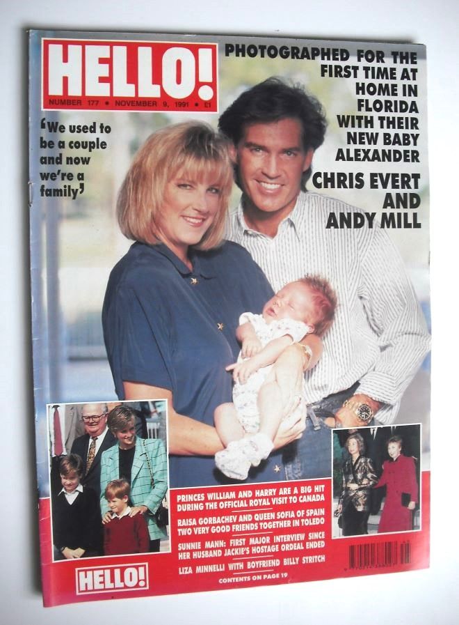 Hello! magazine - Chris Evert and Andy Mill cover (9 November 1991 - Issue 177)