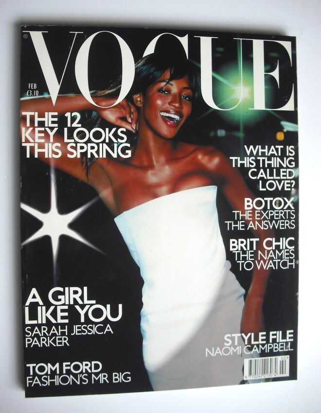 British Vogue magazine - February 2001 - Naomi Campbell cover