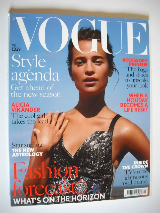 British Vogue magazine - August 2016 - Alicia Vikander cover