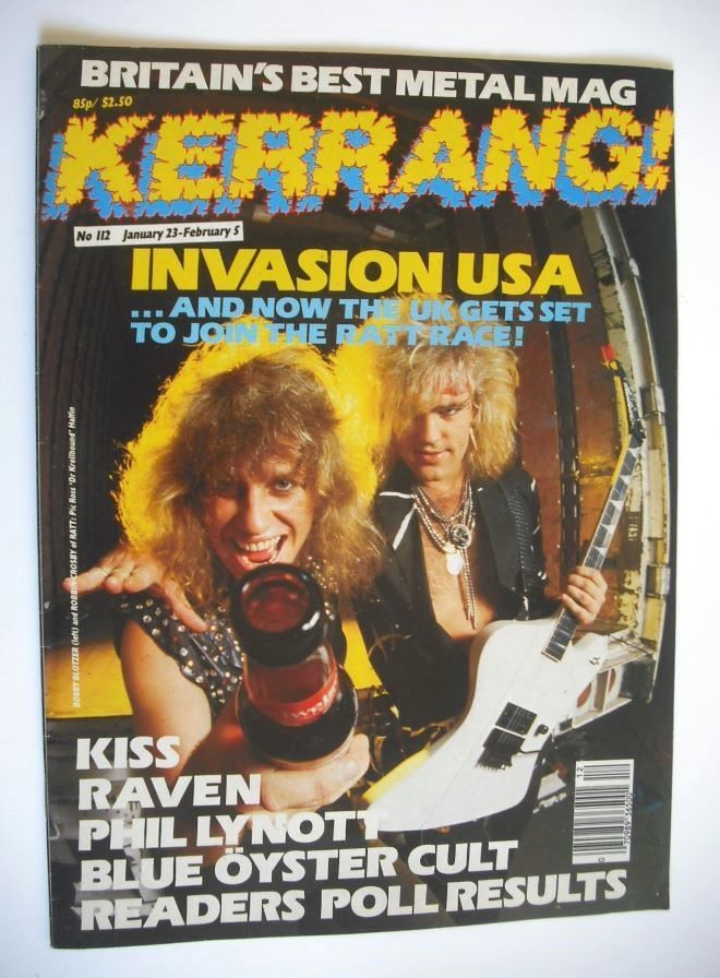 Kerrang magazine - Bobby Blotzer and Robbin Crosby cover (23 January-5 February 1986 - Issue 112)