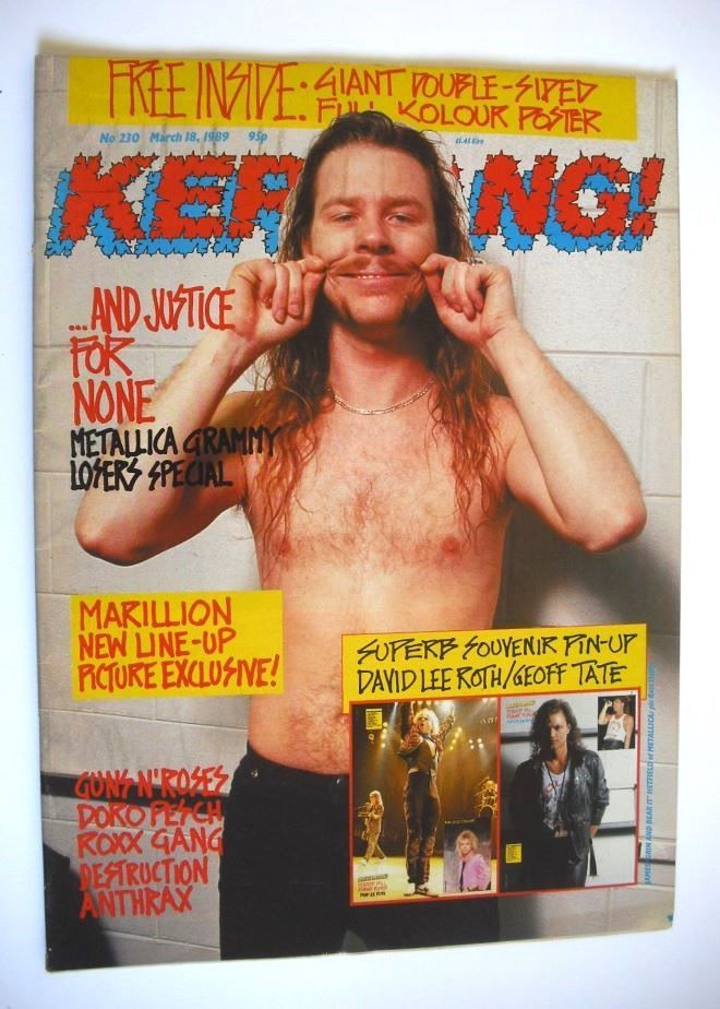 Kerrang magazine - James Hetfield cover (18 March 1989 - Issue 230)