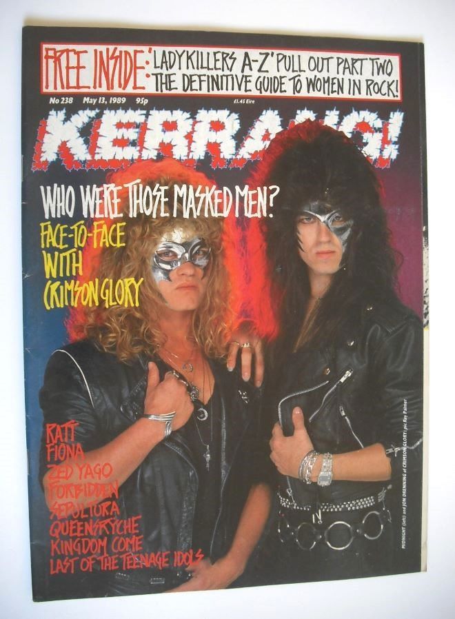 Kerrang magazine - Midnight and Jon Drenning of Crimson Glory cover (13 May 1989 - Issue 238)