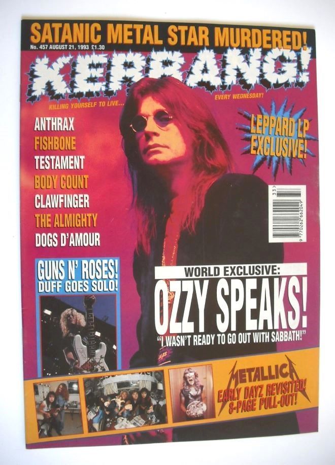 Kerrang magazine - Ozzy Osbourne cover (21 August 1993 - Issue 457)