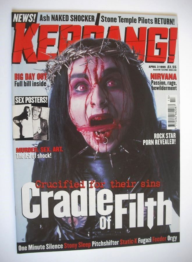 Kerrang magazine - Dani Filth cover (3 April 1999 - Issue 744)