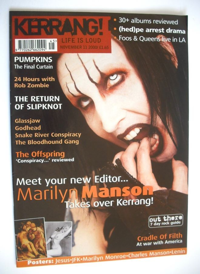 Kerrang magazine - Marilyn Manson cover (11 November 2000 - Issue 827)