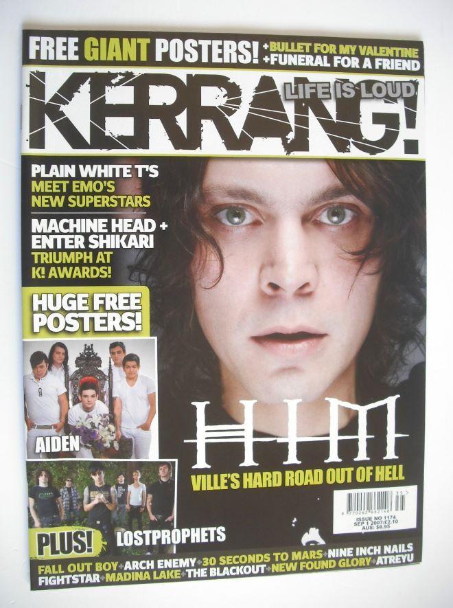 Kerrang magazine - HIM Ville Valo cover (1 September 2007 - Issue 1174)