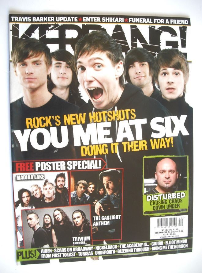 Kerrang magazine - You Me At Six cover (4 October 2008 - Issue 1230)