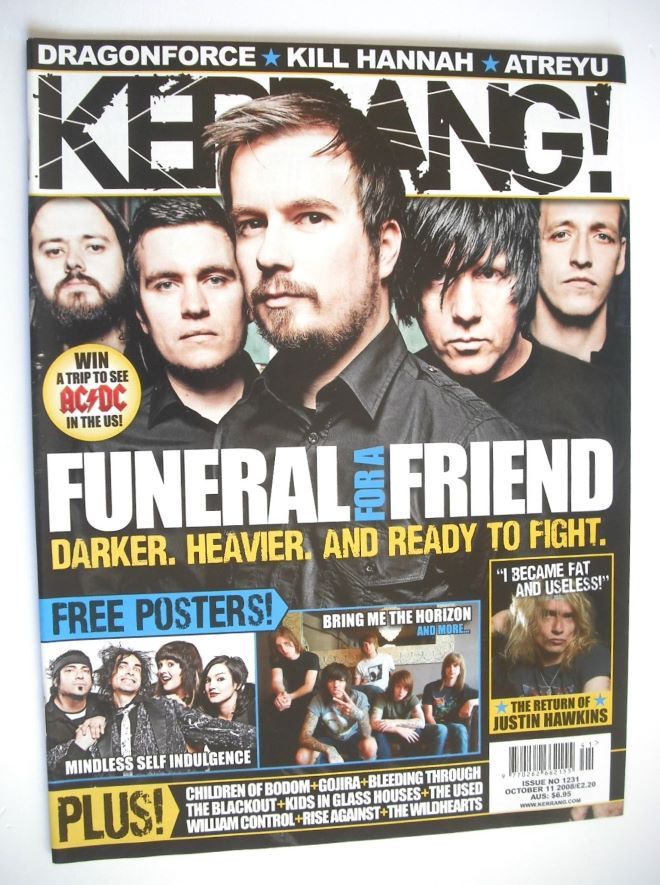 Kerrang magazine - Funeral For A Friend cover (11 October 2008 - Issue 1231)