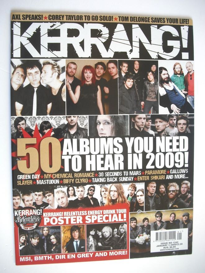Kerrang magazine - 50 Albums You Need To Hear In 2009 cover (3 January 2009 - Issue 1242)