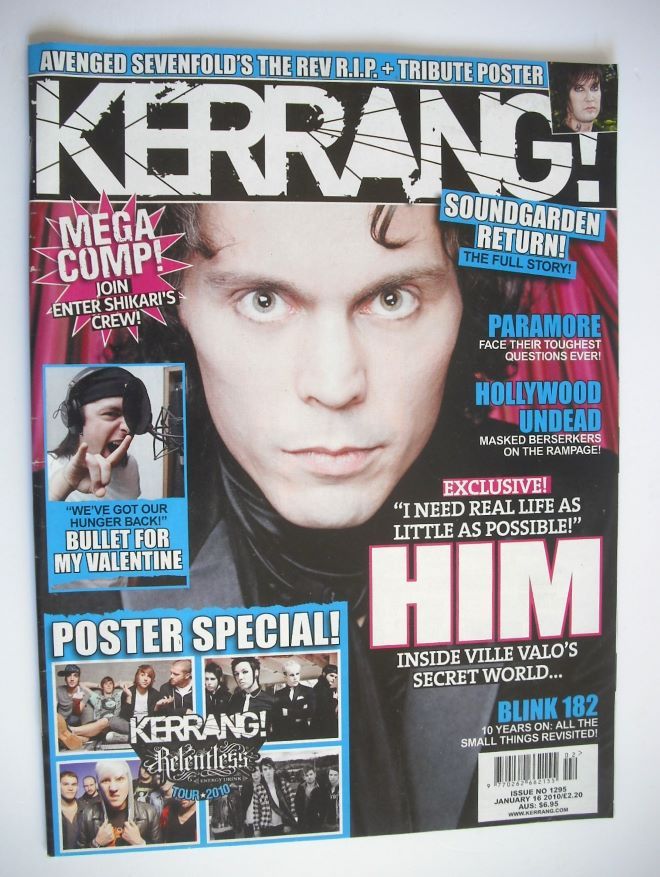 Kerrang magazine - HIM Ville Valo cover (16 January 2010 - Issue 1295)
