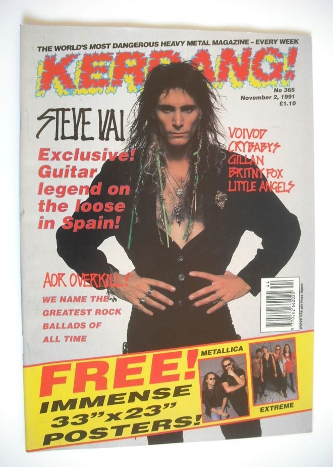 Kerrang magazine - Steve Vai cover (2 November 1991 - Issue 365)