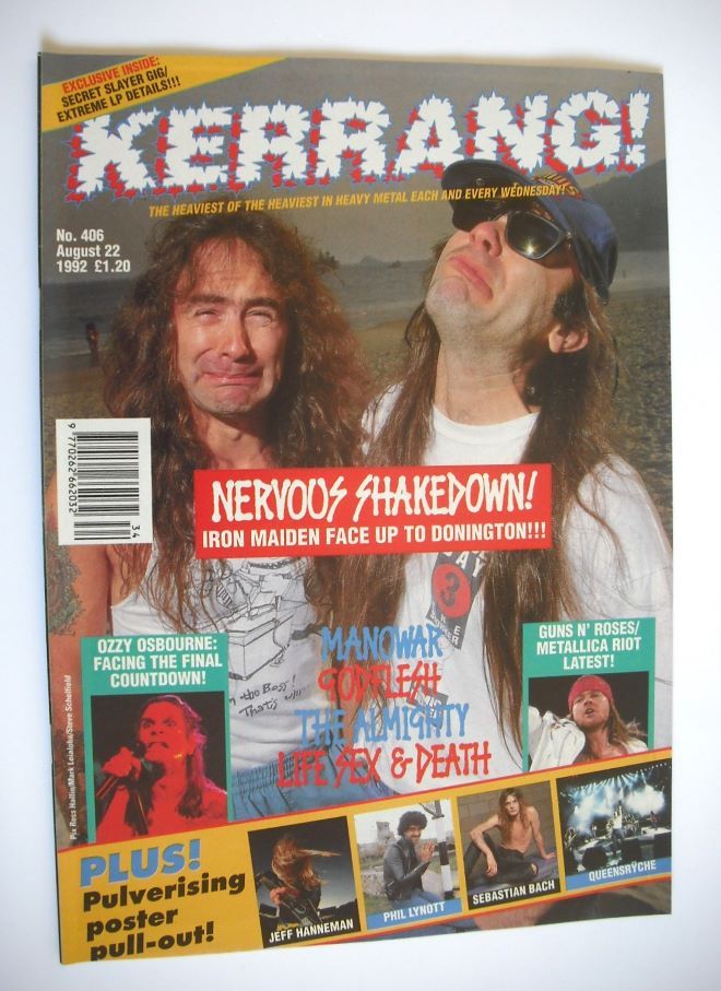 Kerrang magazine - Steve Harris and Bruce Dickinson cover (22 August 1992 - Issue 406)
