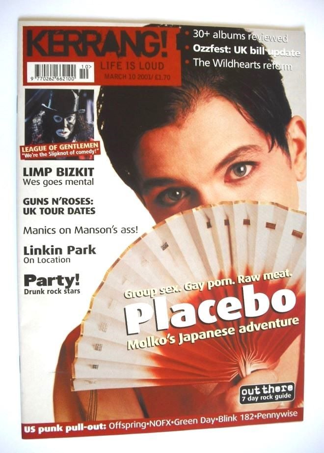 Kerrang magazine - Placebo cover (10 March 2001 - Issue 843)