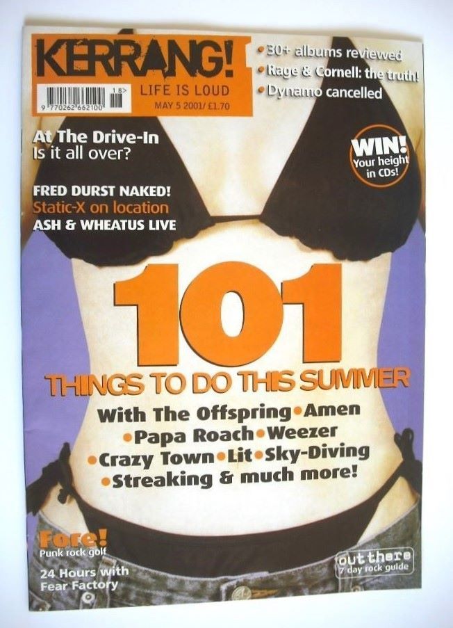 Kerrang magazine - 101 Things To Do This Summer cover (5 May 2001 - Issue 851)