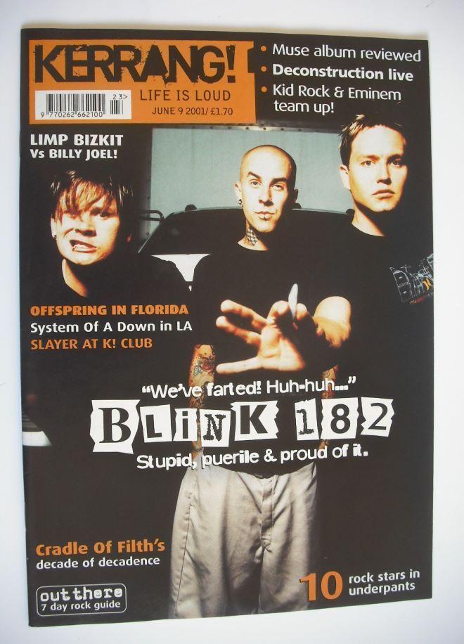 Kerrang magazine - Blink 182 cover (9 June 2001 - Issue 856)