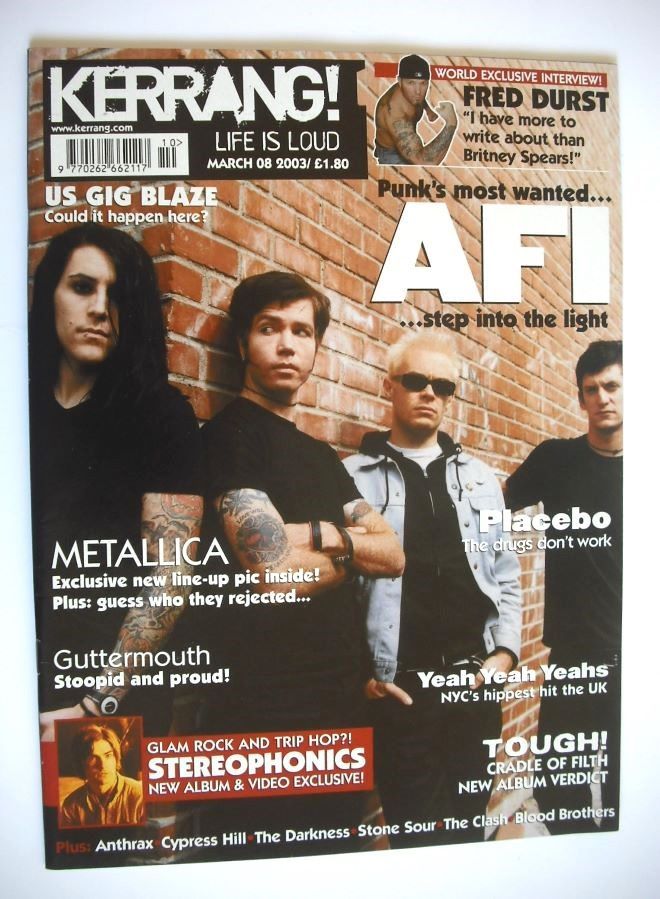 Kerrang magazine - AFI cover (8 March 2003 - Issue 945)