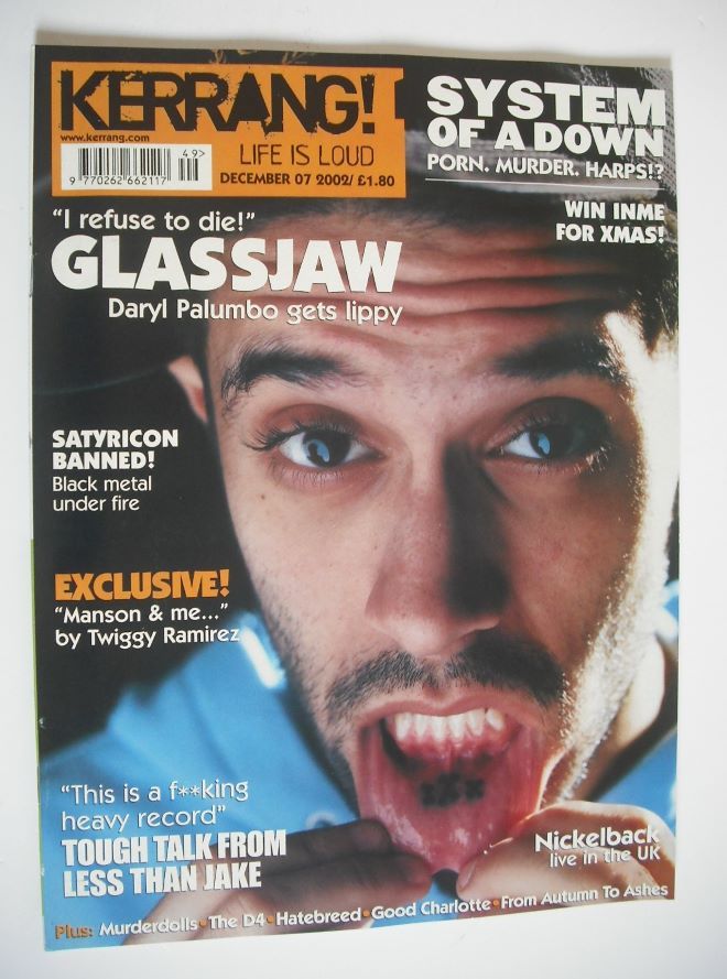 Kerrang magazine - Daryl Palumbo cover (7 December 2002 - Issue 933)