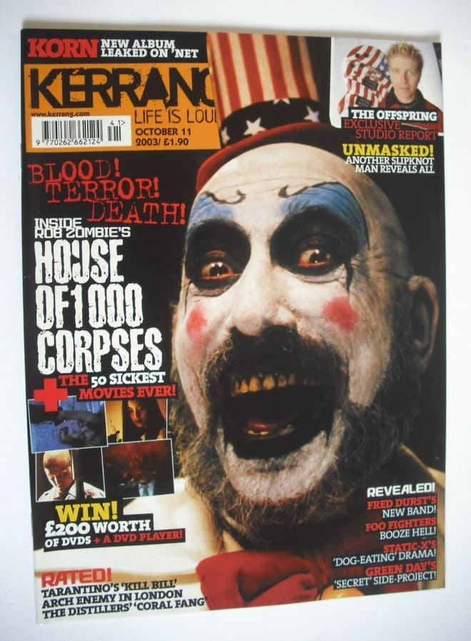 Kerrang magazine - House Of 1000 Corpses cover (11 October 2003 - Issue 976)