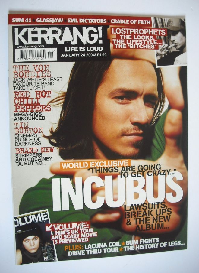 Kerrang magazine - Brandon Boyd cover (24 January 2004 - Issue 989)