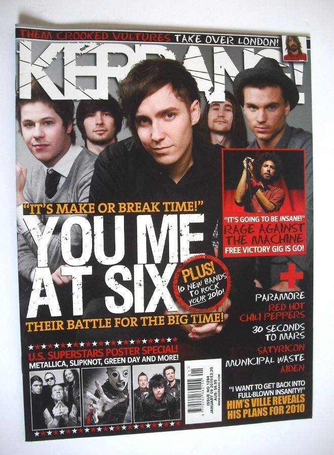Kerrang magazine - You Me At Six cover (9 January 2010 - Issue 1294)