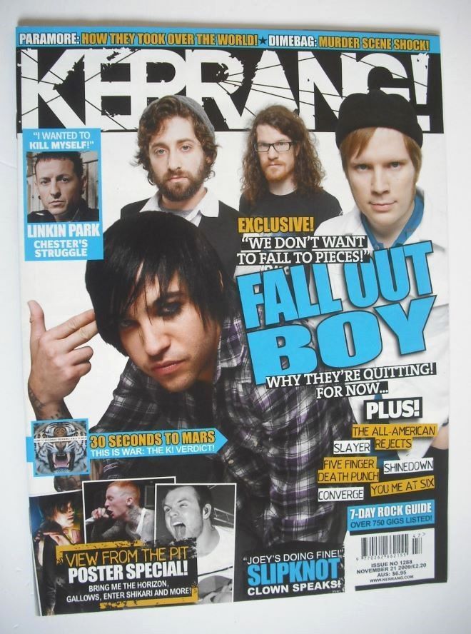 Kerrang magazine - Fall Out Boy cover (21 November 2009 - Issue 1288)