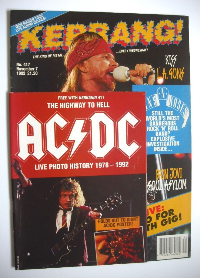 Kerrang magazine - Axl Rose cover (7 November 1992 - Issue 417)